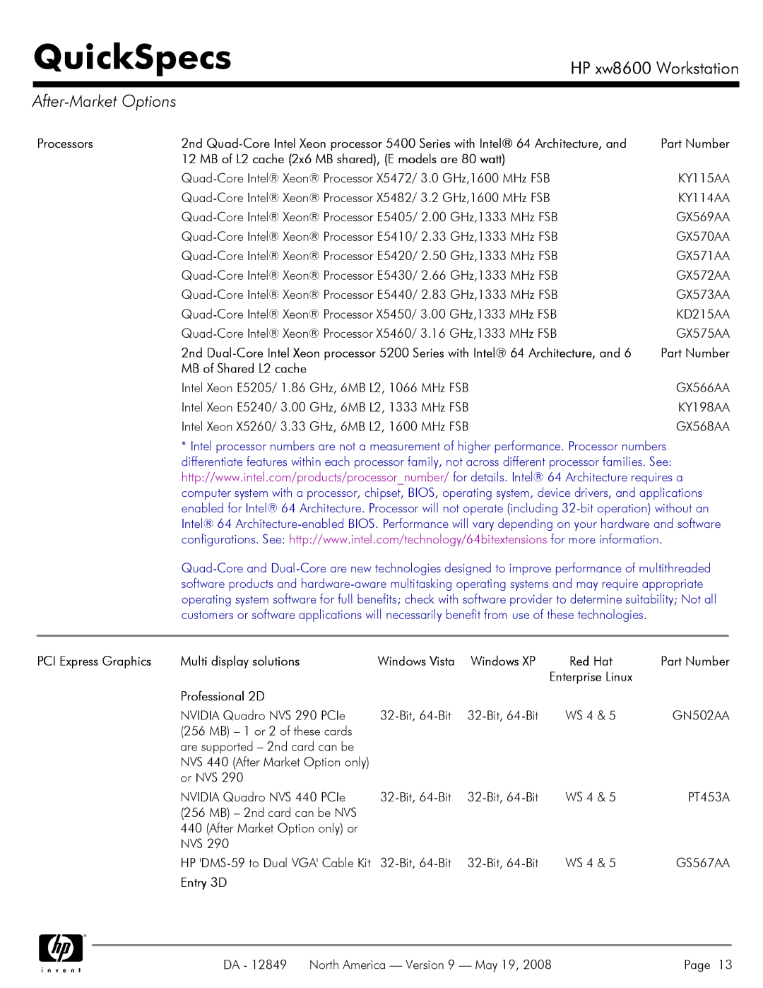 HP xw8600 manual After-Market Options 