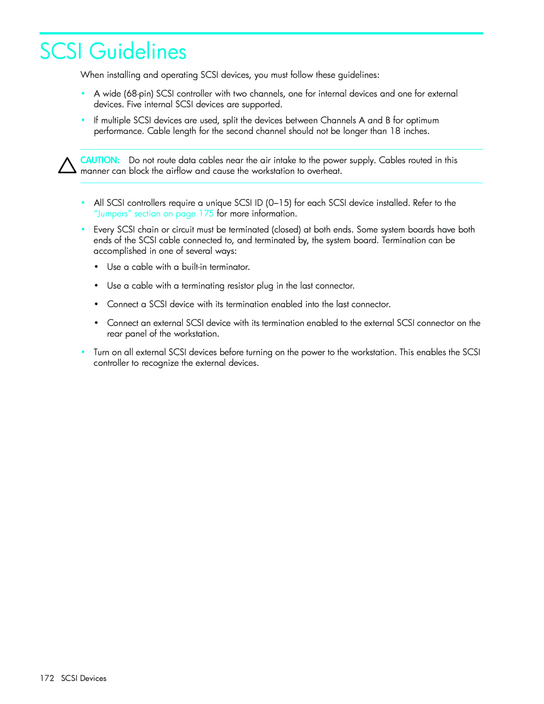 HP xw9300 manual Scsi Guidelines 