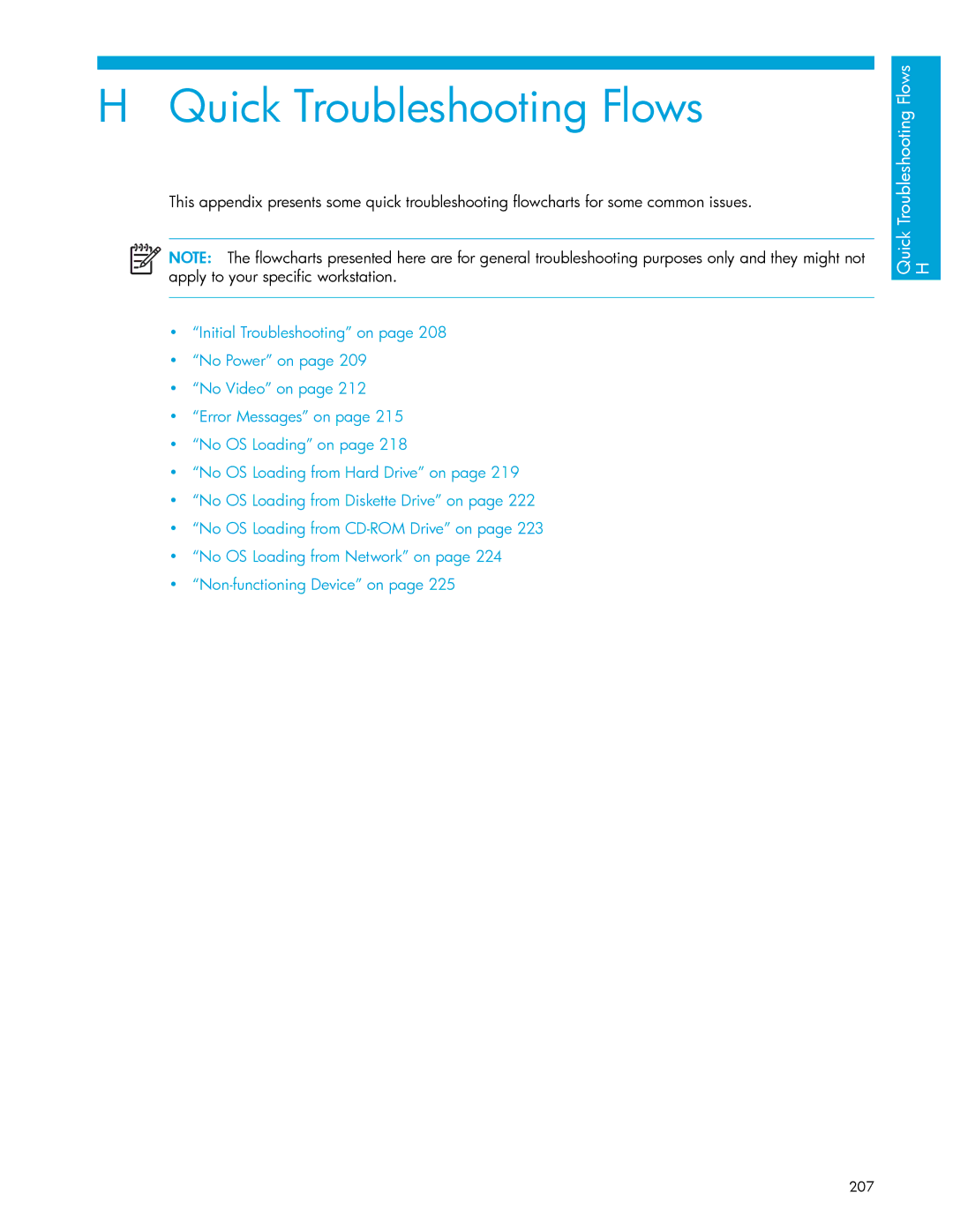 HP xw9300 manual Quick Troubleshooting Flows 