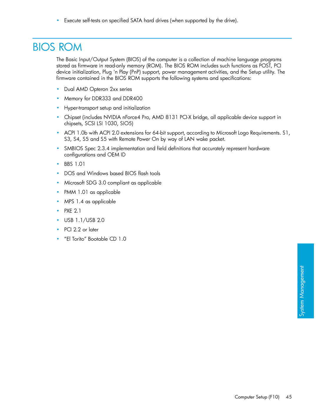 HP xw9300 manual Bios ROM 