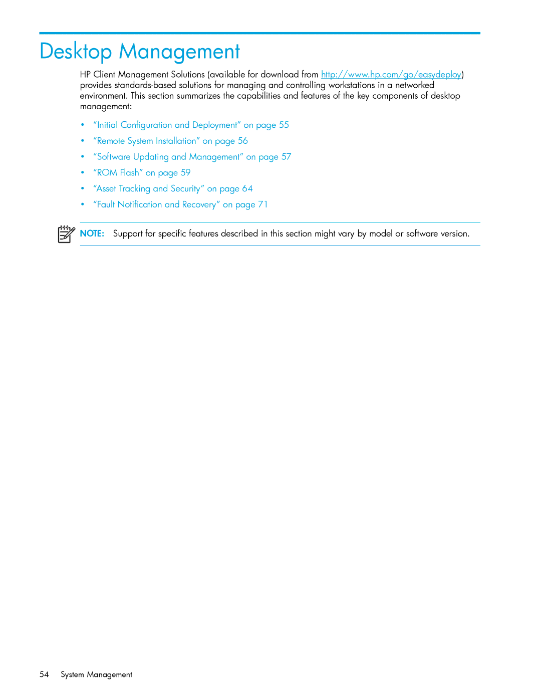 HP xw9300 manual Desktop Management 