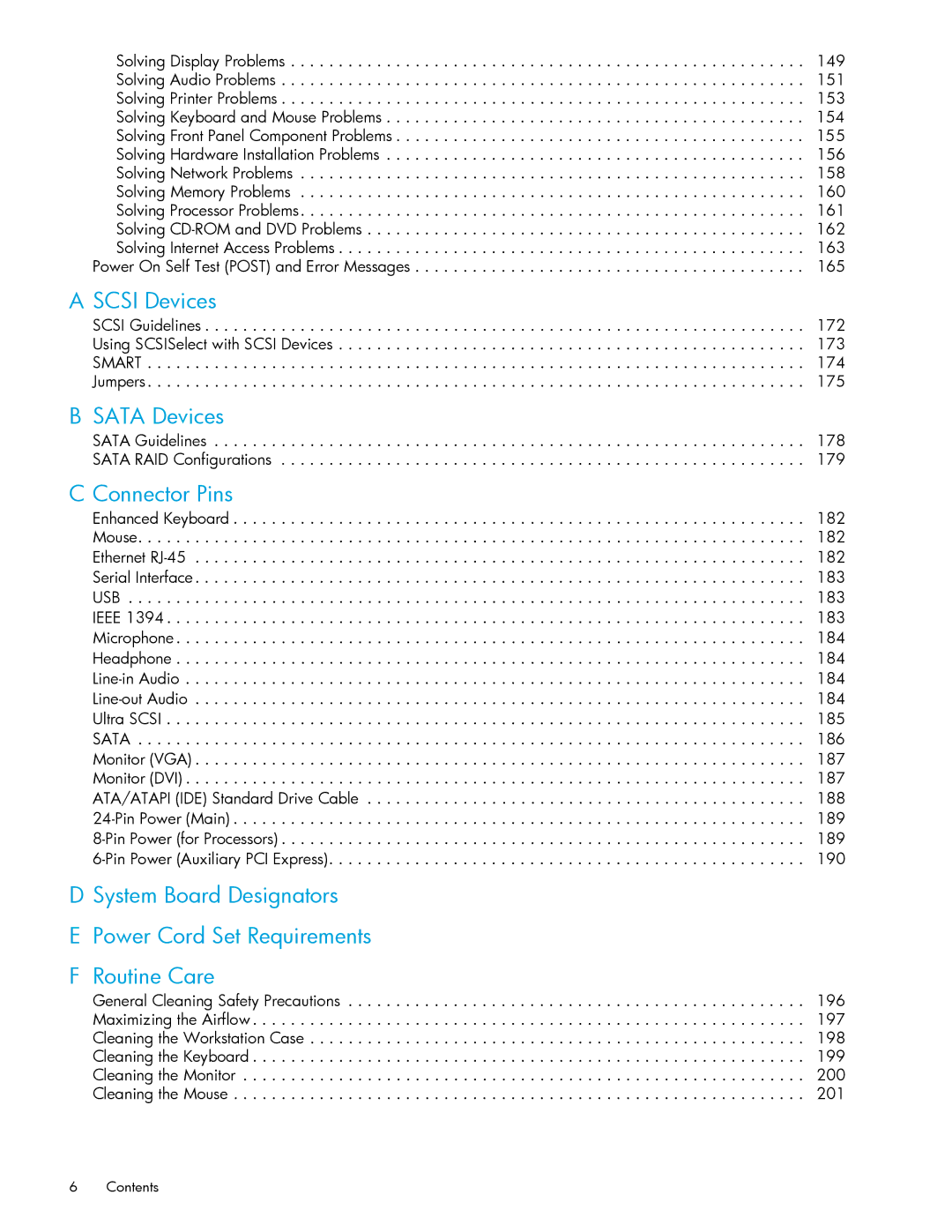 HP xw9300 manual Connector Pins, Sata Guidelines Sata RAID Configurations 