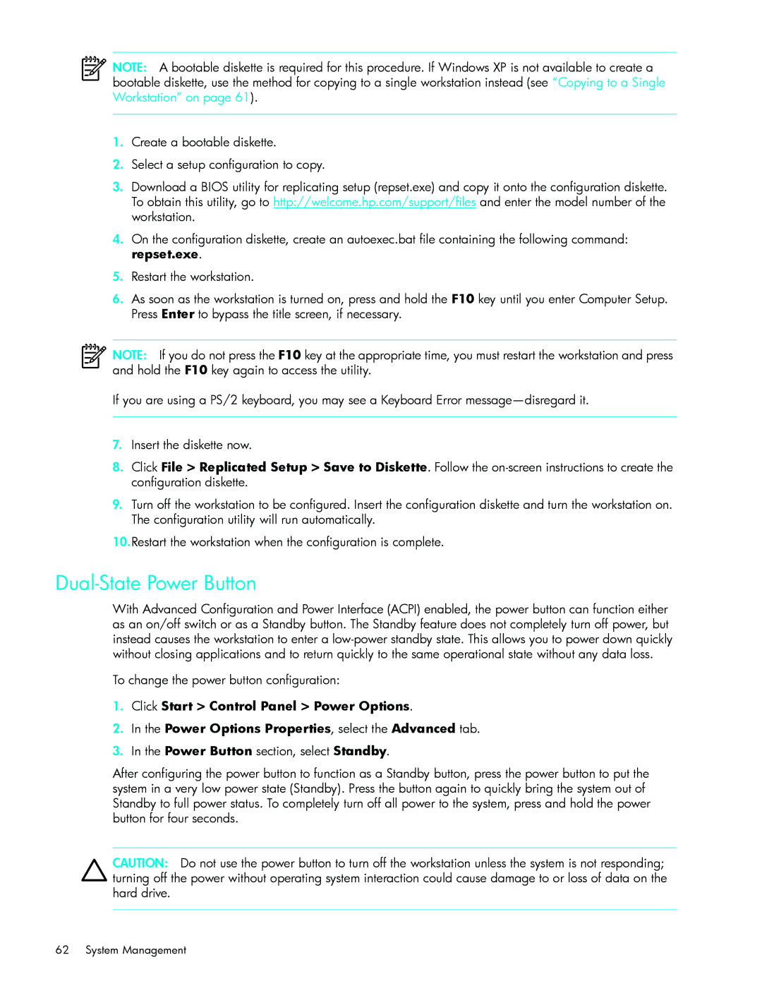 HP xw9300 manual Dual-State Power Button, To change the power button configuration 