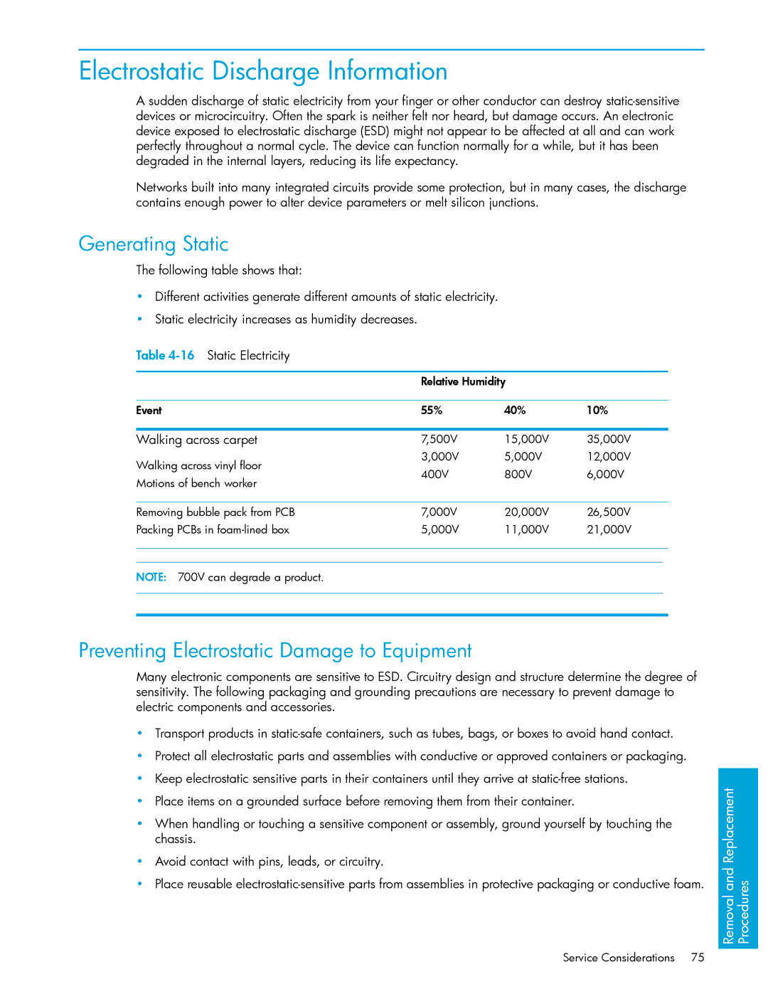 HP xw9300 manual Electrostatic Discharge Information, Generating Static, Preventing Electrostatic Damage to Equipment 