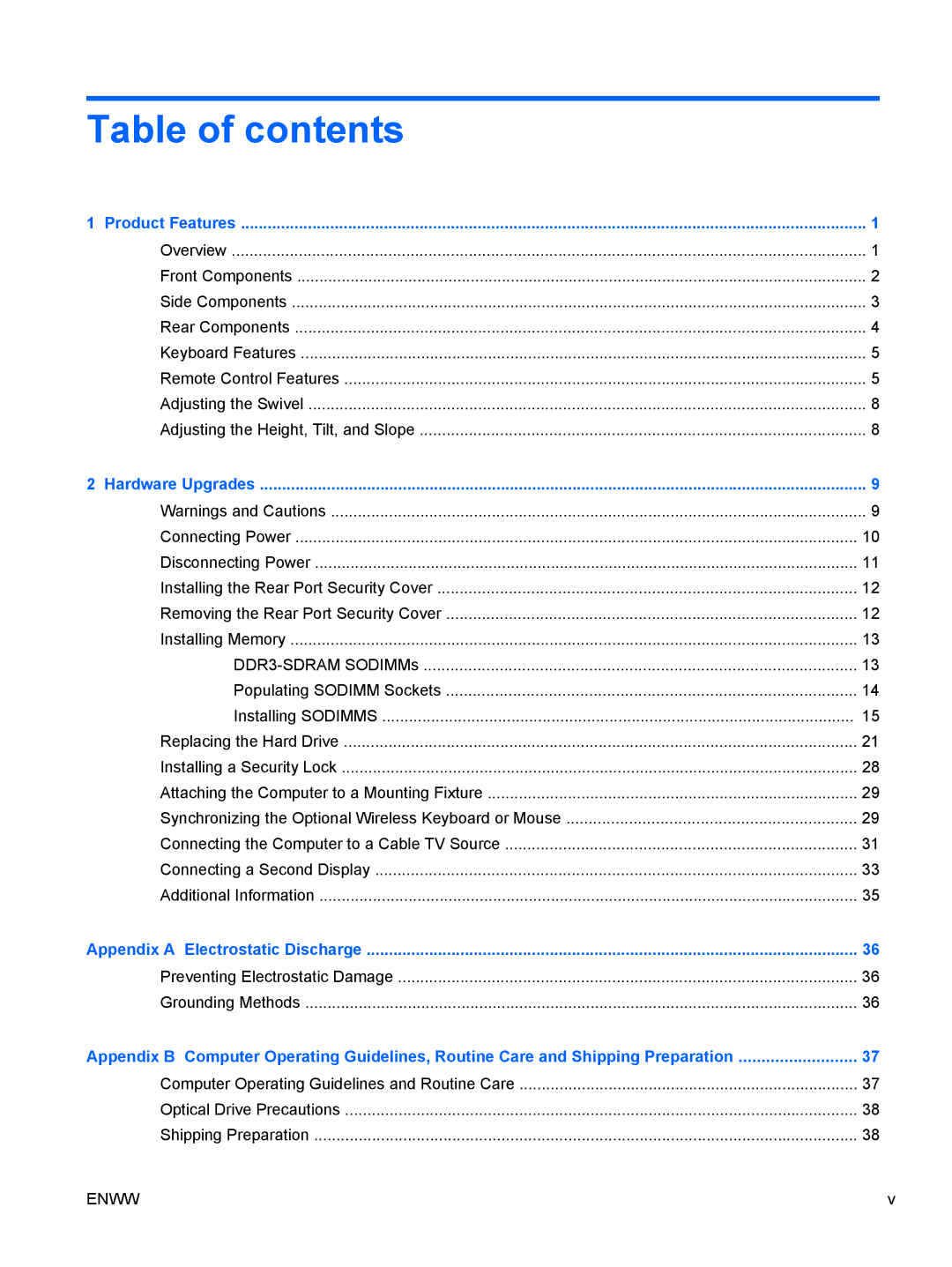 HP 9300, XZ837UT manual Table of contents 