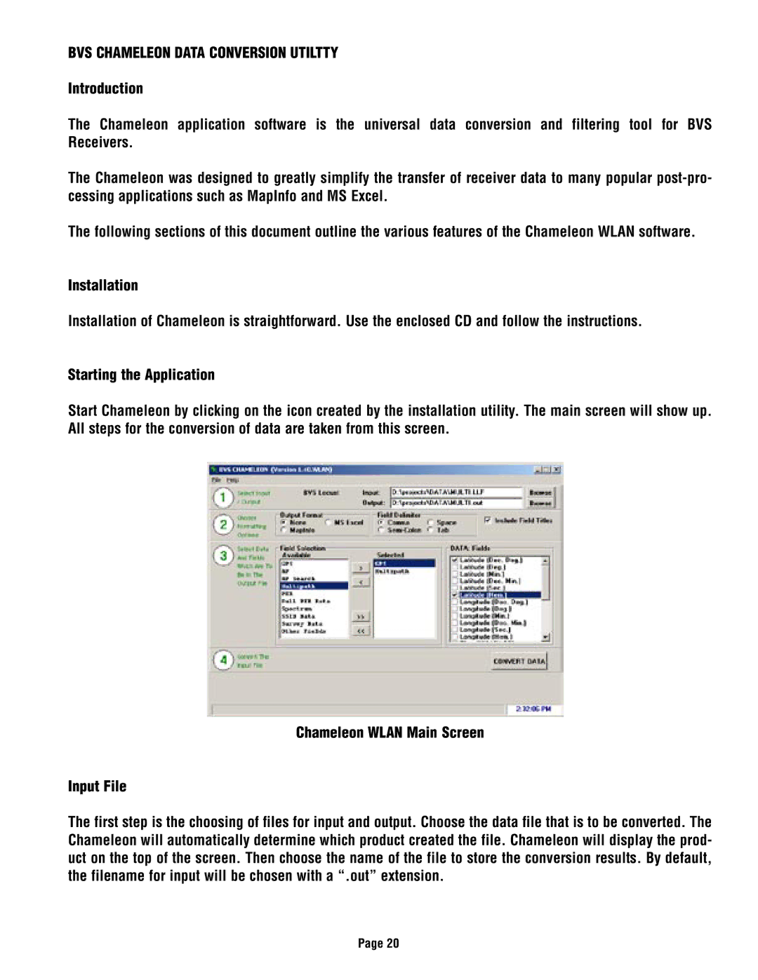 HP YELLOWJACKET PLUS manual BVS Chameleon Data Conversion Utiltty 