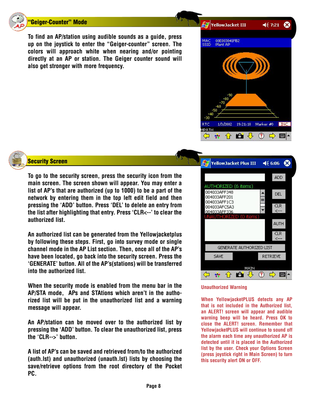 HP YELLOWJACKET PLUS manual Geiger-Counter Mode, Security Screen 