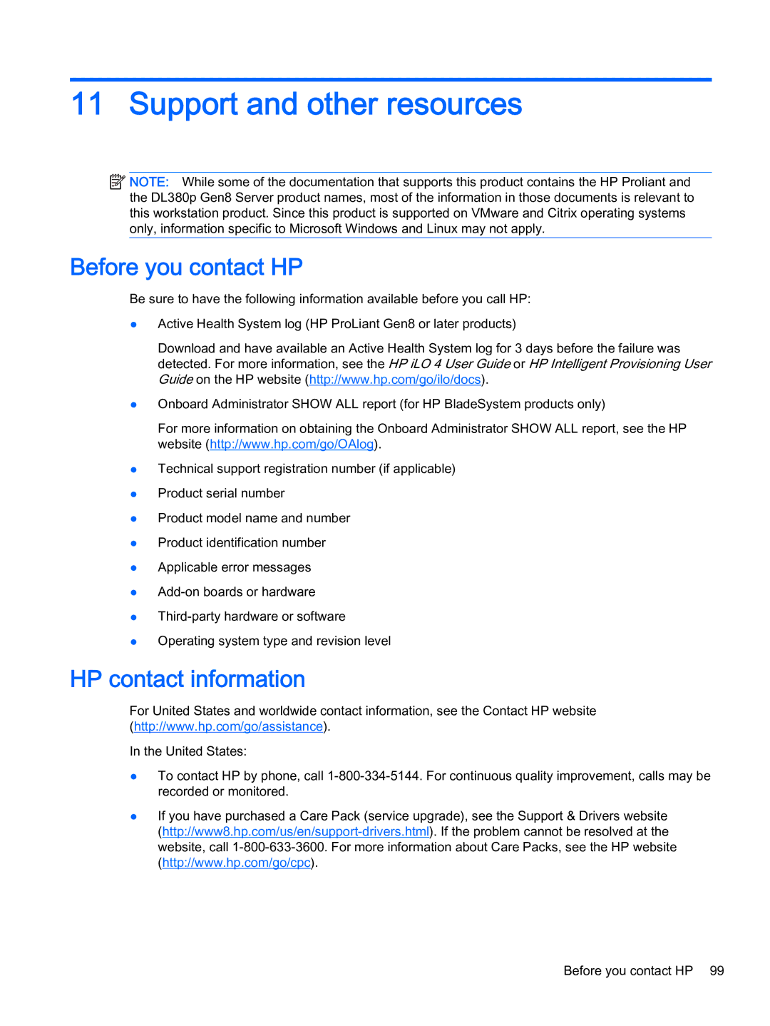 HP Z Virtual manual Support and other resources, Before you contact HP, HP contact information 