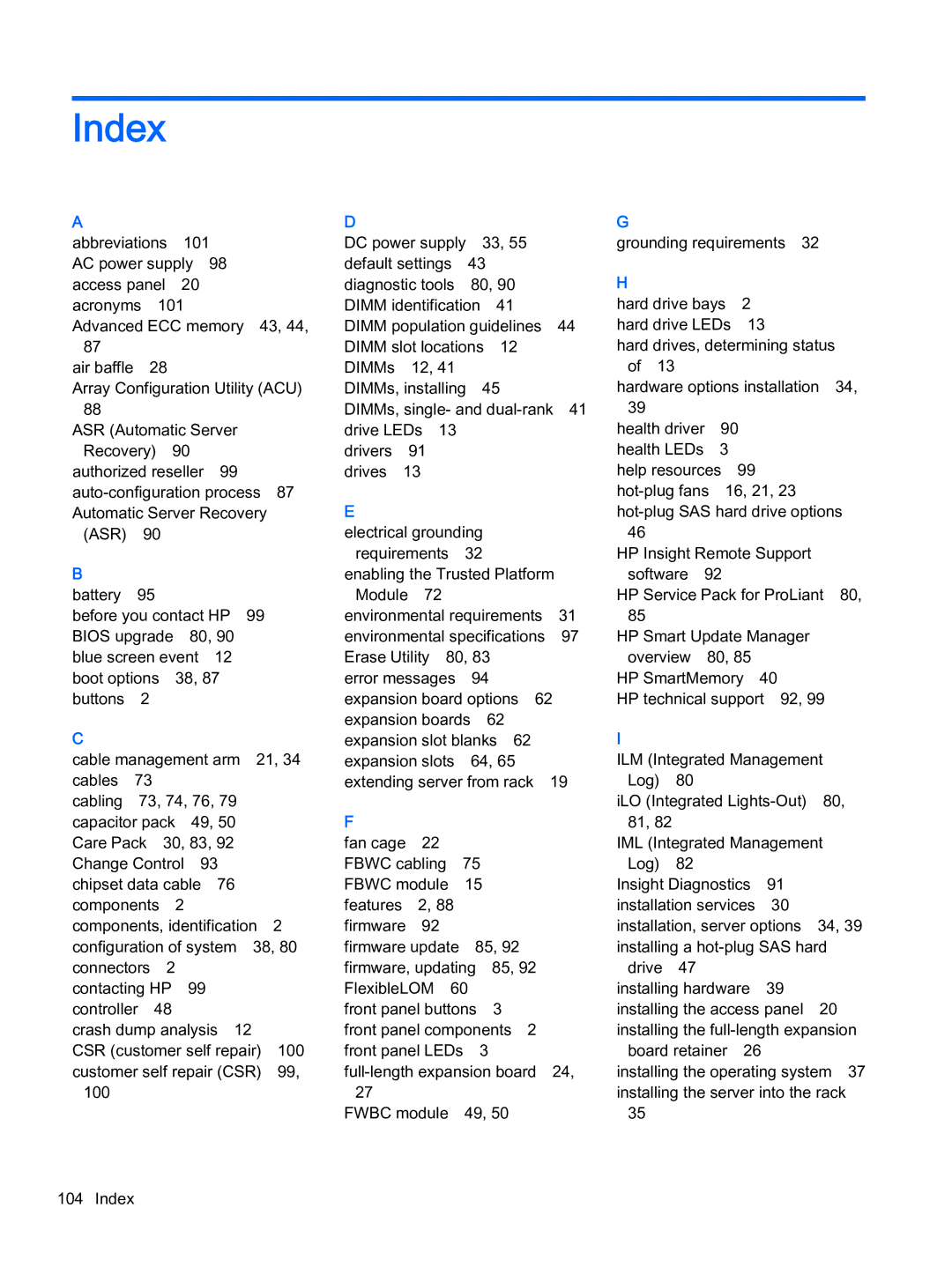 HP Z Virtual manual Index, Asr 