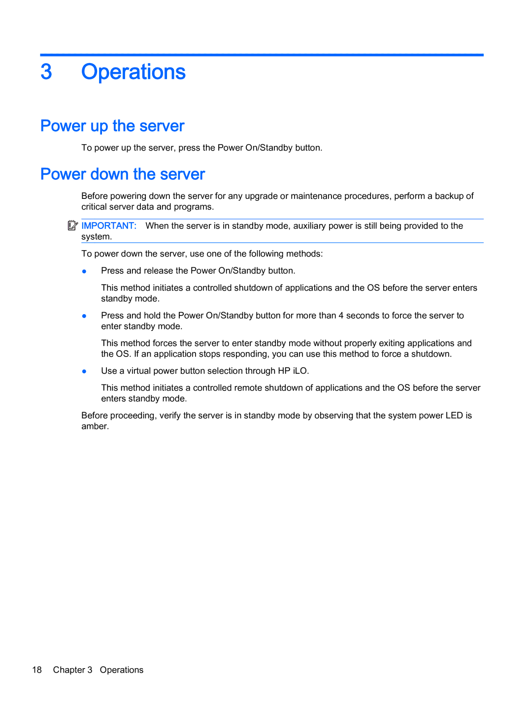 HP Z Virtual manual Operations, Power up the server, Power down the server 