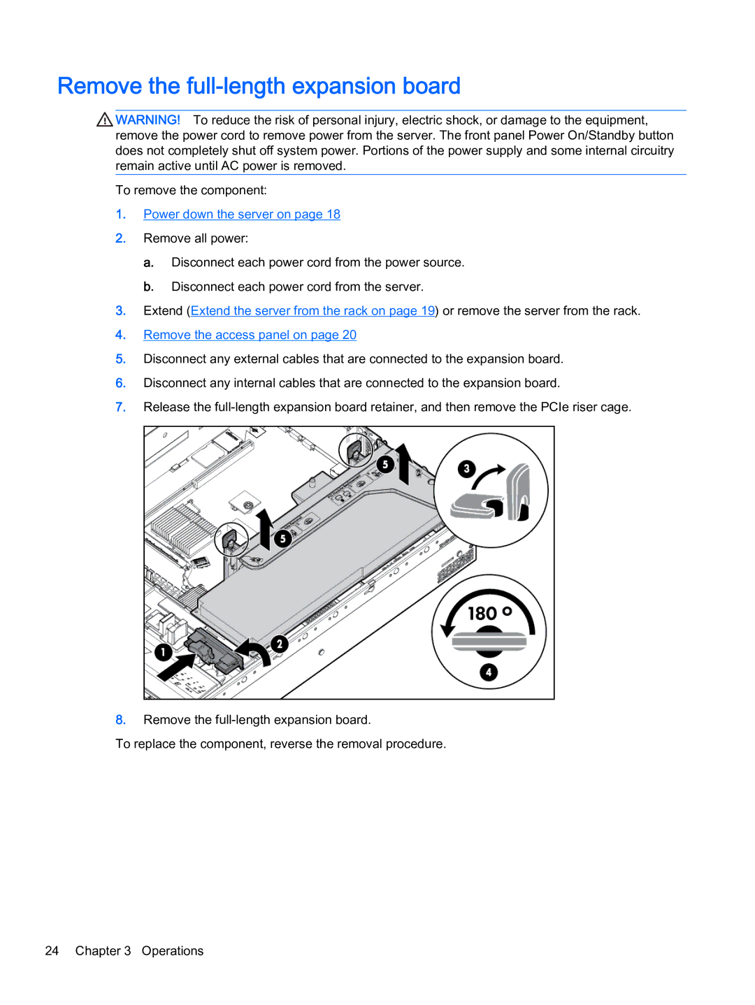 HP Z Virtual manual Remove the full-length expansion board 