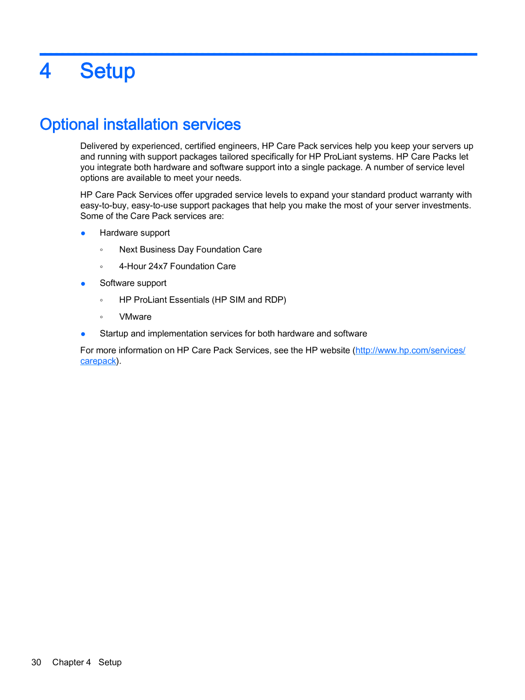 HP Z Virtual manual Setup, Optional installation services 