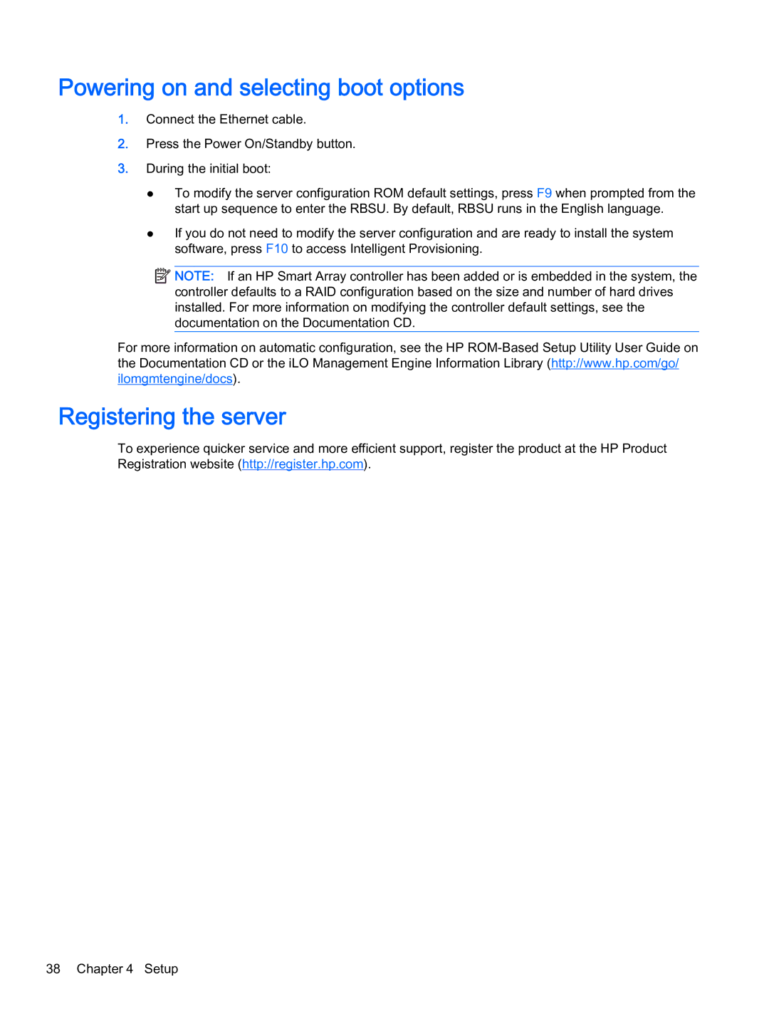 HP Z Virtual manual Powering on and selecting boot options, Registering the server 