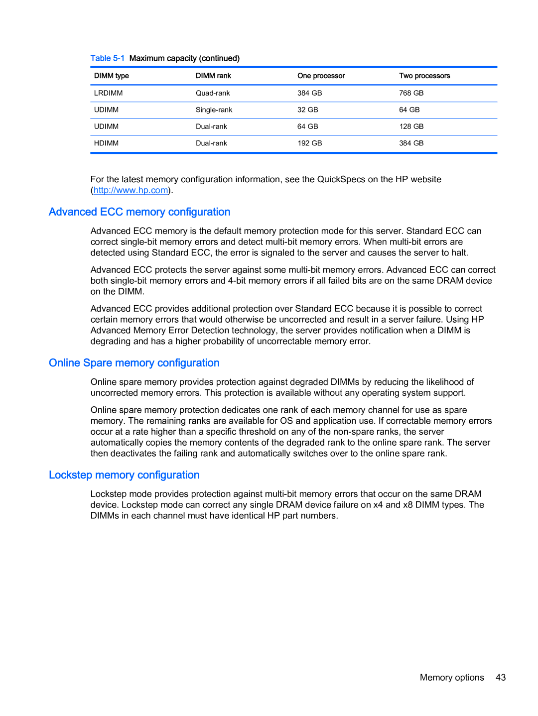 HP Z Virtual manual Advanced ECC memory configuration 