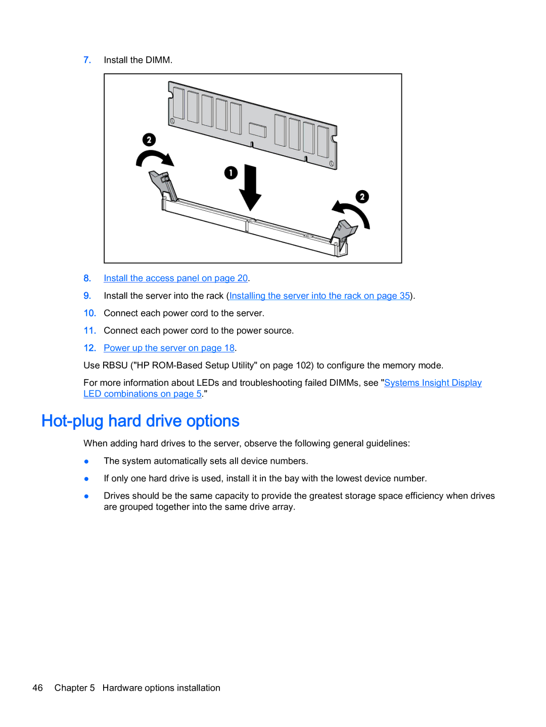 HP Z Virtual manual Hot-plug hard drive options, Power up the server on 