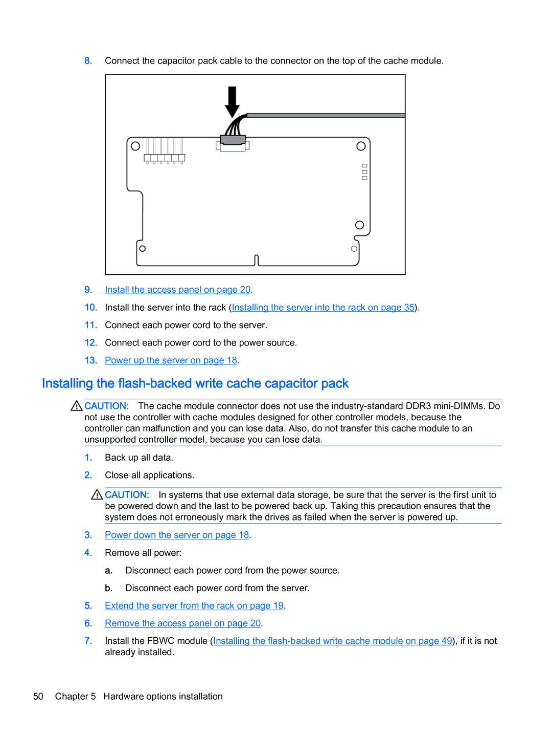 HP Z Virtual manual Installing the flash-backed write cache capacitor pack 