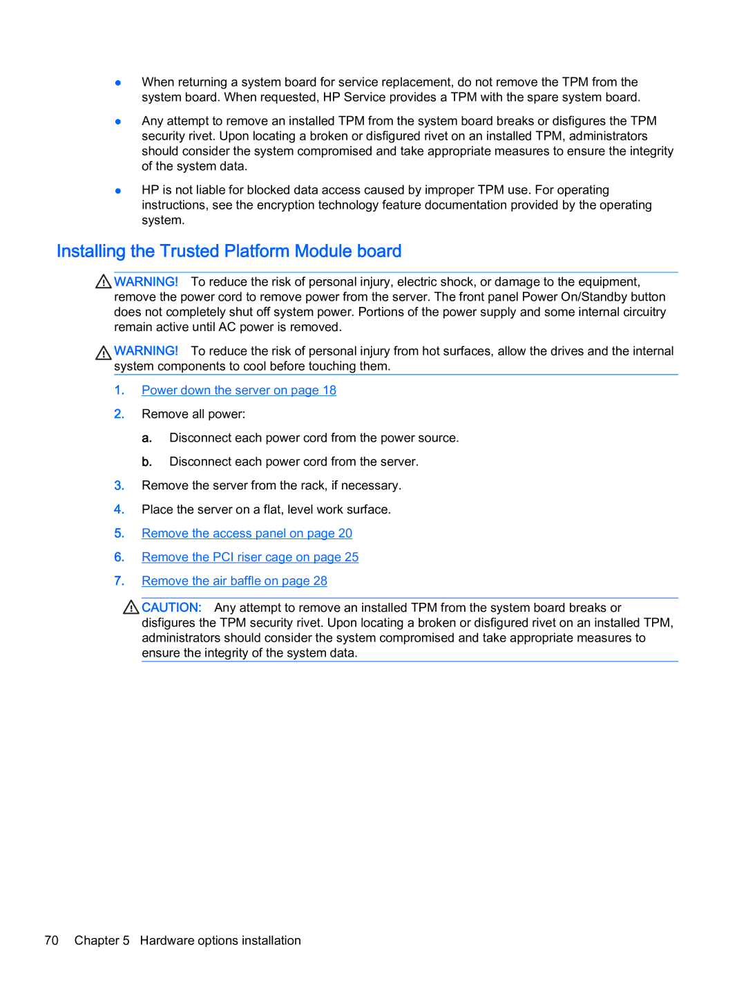 HP Z Virtual manual Installing the Trusted Platform Module board 