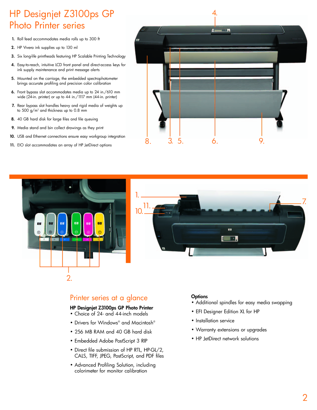 HP Z3100ps GP manual Printer series at a glance 