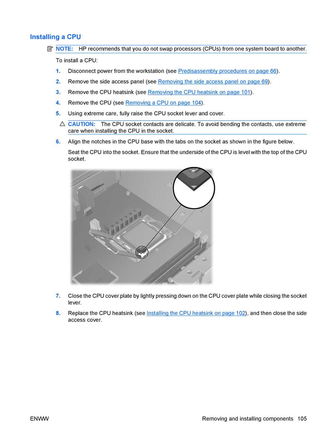 HP VA799UT 799UT#ABA, Z400 H2D81US manual Installing a CPU 