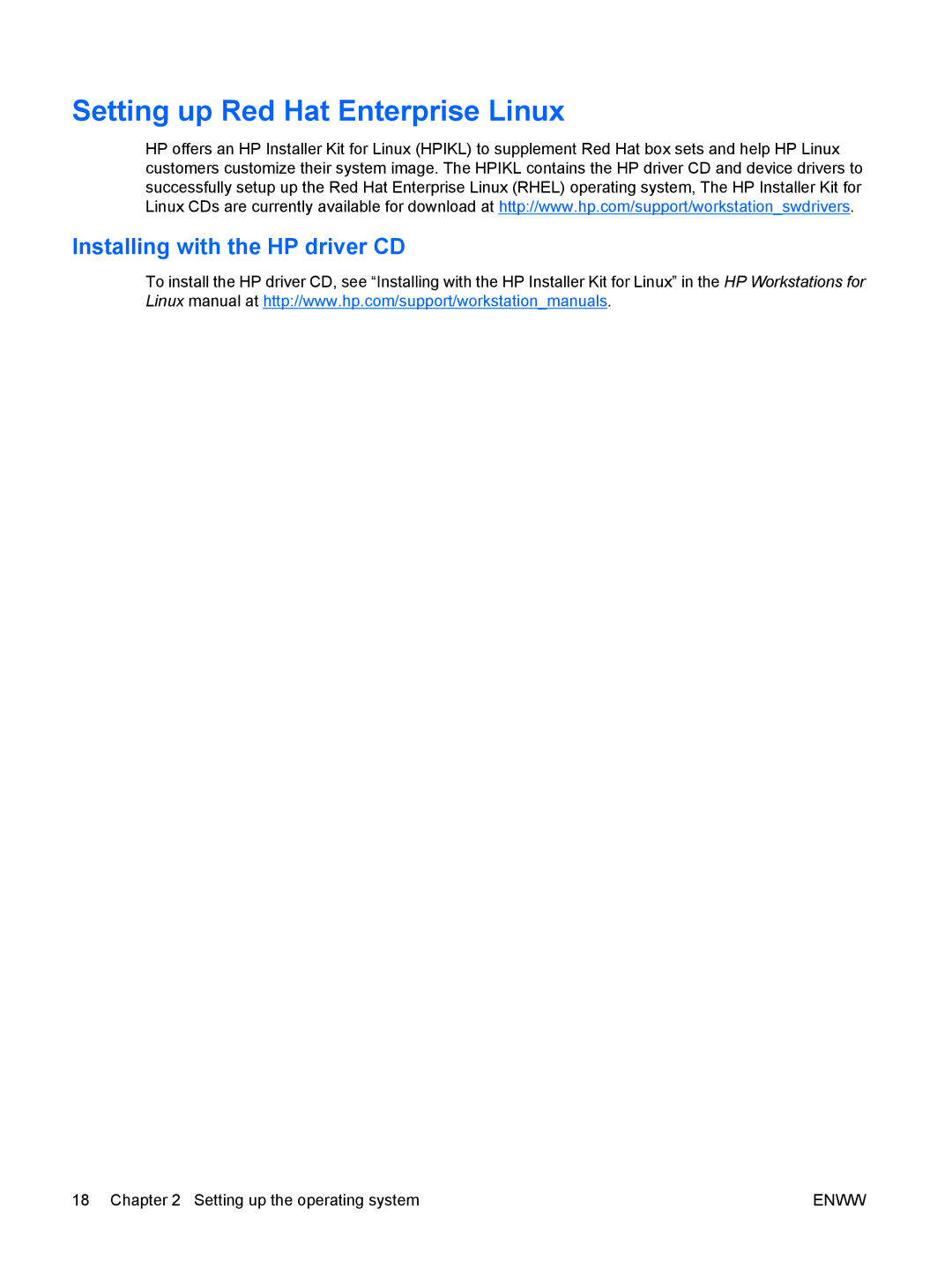 HP Z400 H2D81US, VA799UT 799UT#ABA manual Setting up Red Hat Enterprise Linux, Installing with the HP driver CD 