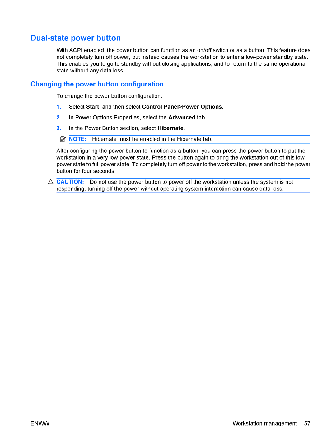 HP VA799UT 799UT#ABA, Z400 H2D81US manual Dual-state power button, Changing the power button configuration 