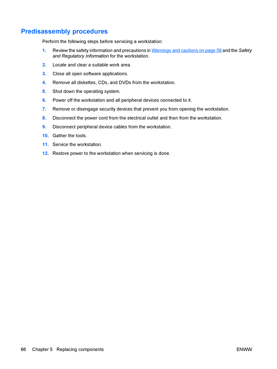 HP Z400 H2D81US, VA799UT 799UT#ABA manual Predisassembly procedures 