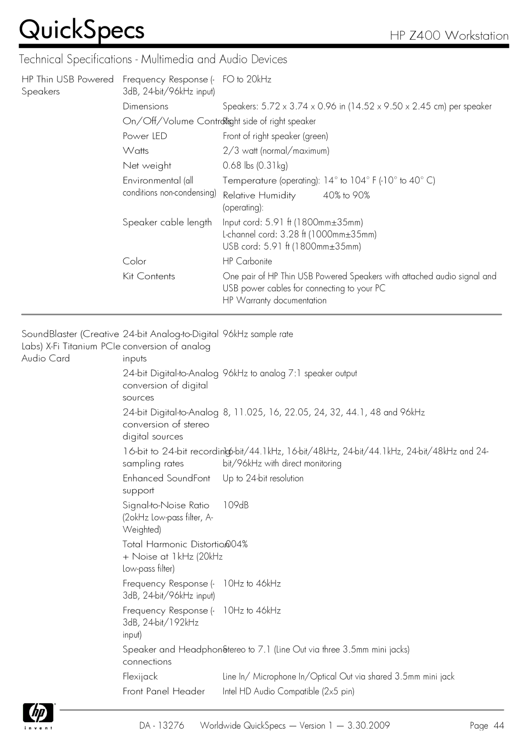 HP Z400 manual USB power cables for connecting to your PC, HP Warranty documentation 