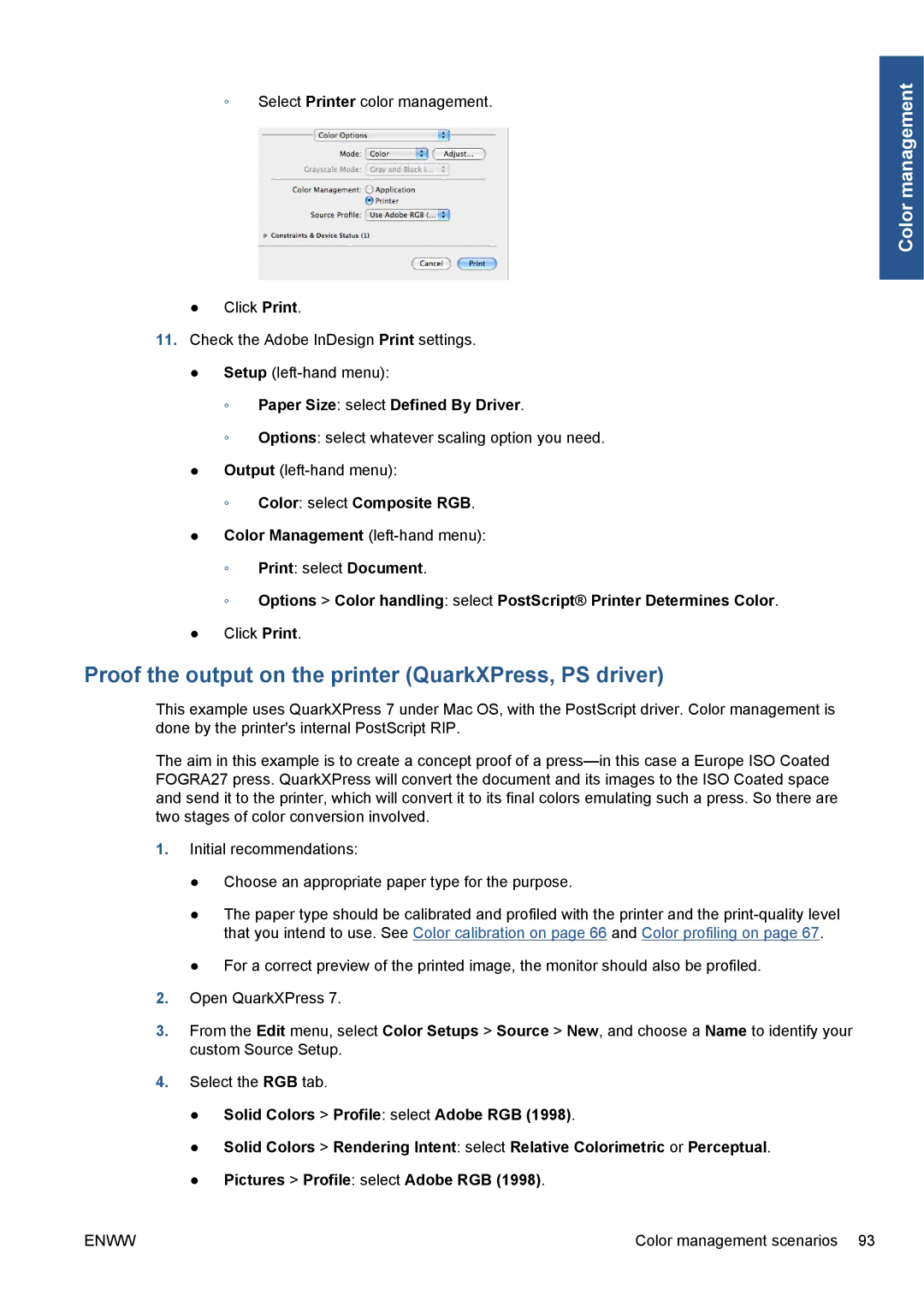 HP Z5200 CQ113A#B1K manual Proof the output on the printer QuarkXPress, PS driver, Paper Size select Defined By Driver 