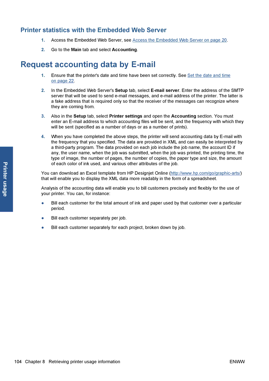 HP Z5200 CQ113A#B1K manual Request accounting data by E-mail 