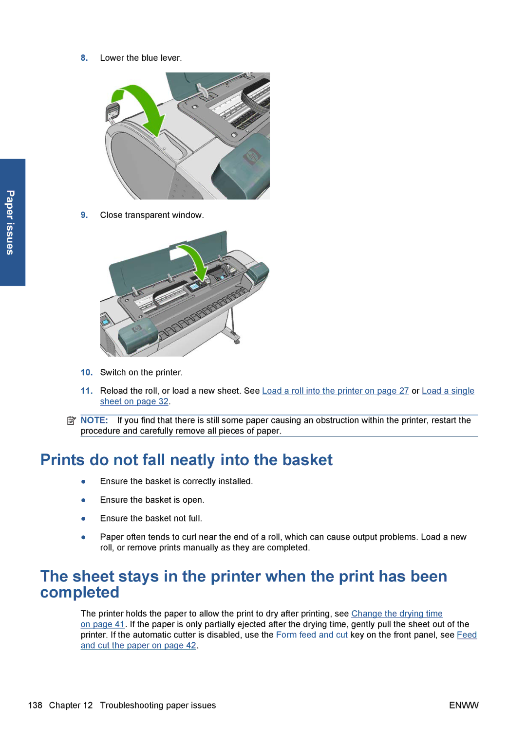 HP Z5200 CQ113A#B1K manual Prints do not fall neatly into the basket 