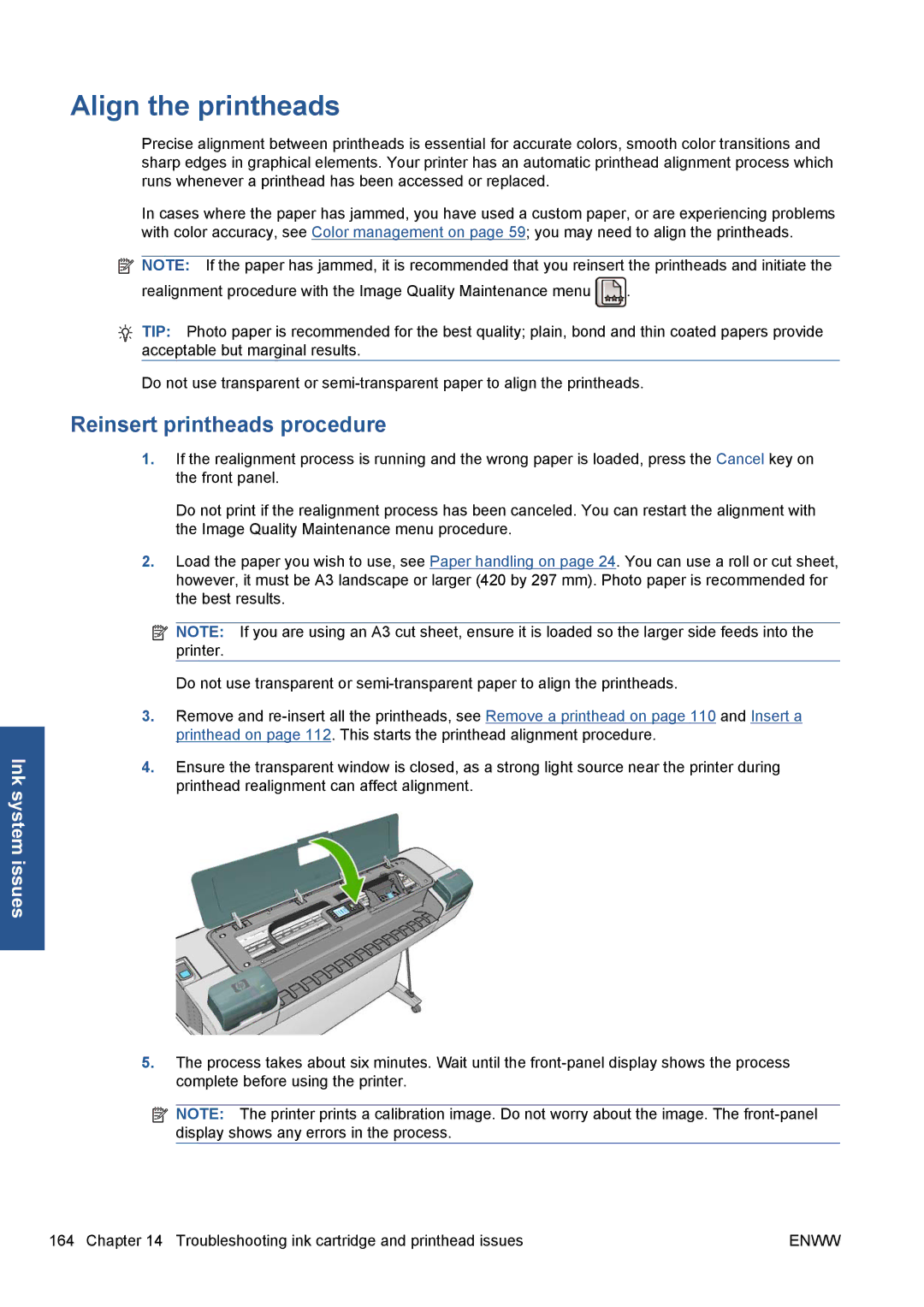 HP Z5200 CQ113A#B1K manual Align the printheads, Reinsert printheads procedure 