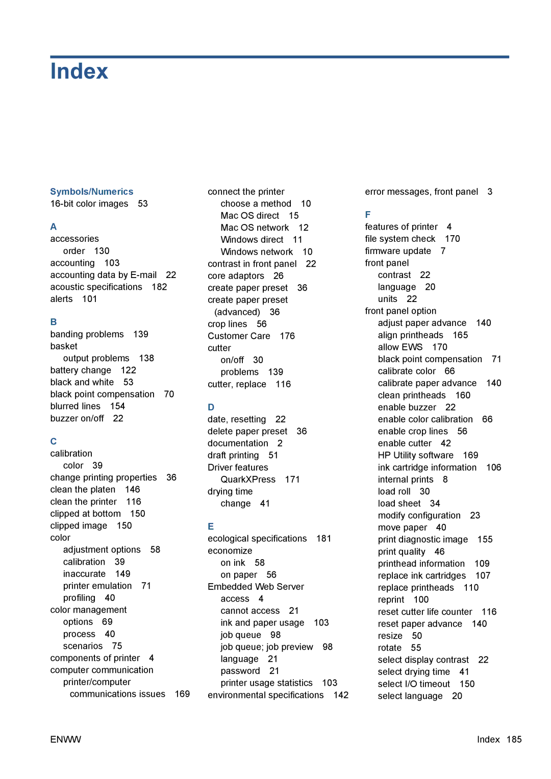 HP Z5200 CQ113A#B1K manual Index, Symbols/Numerics 