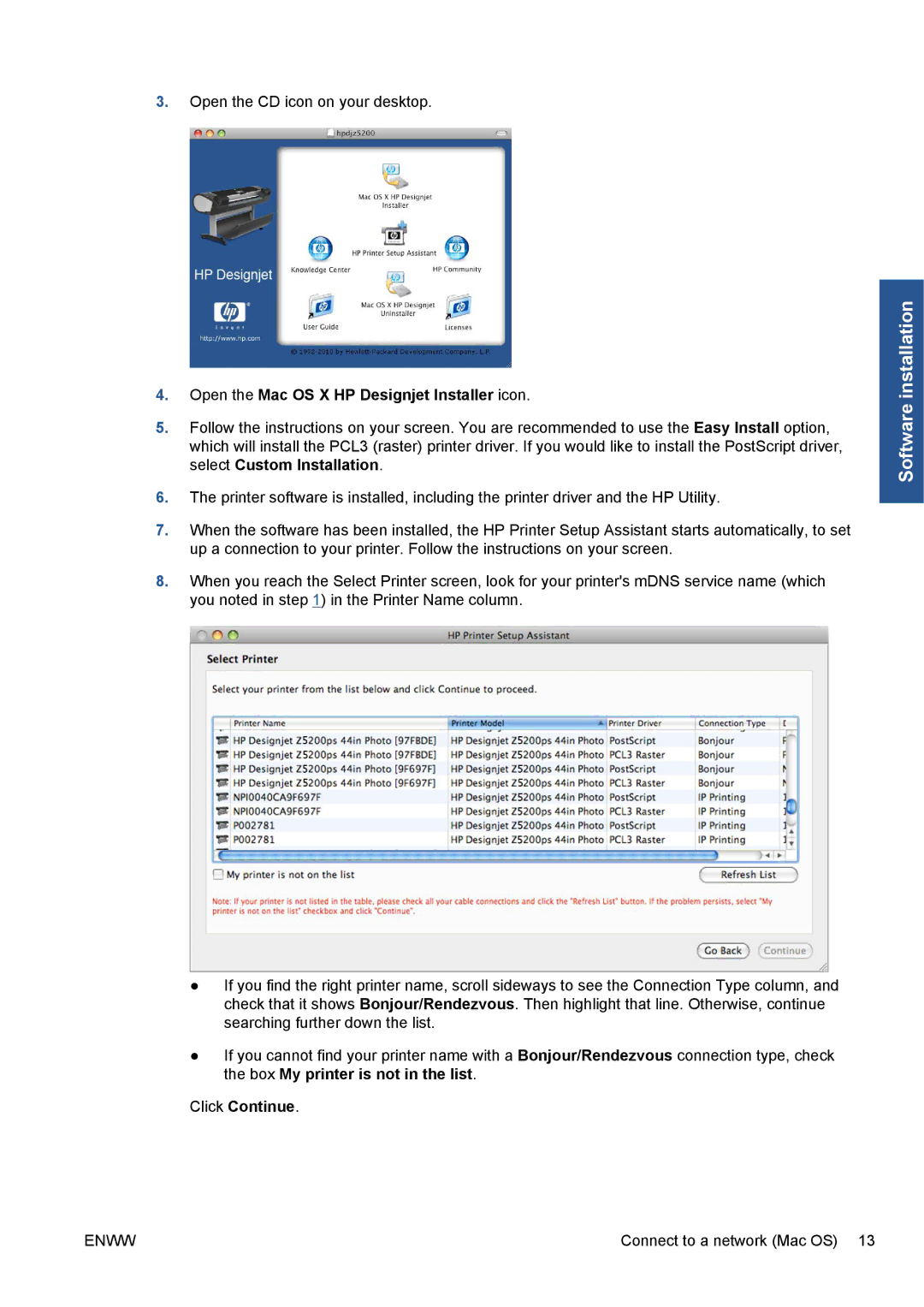 HP Z5200 CQ113A#B1K manual Open the Mac OS X HP Designjet Installer icon, Click Continue 