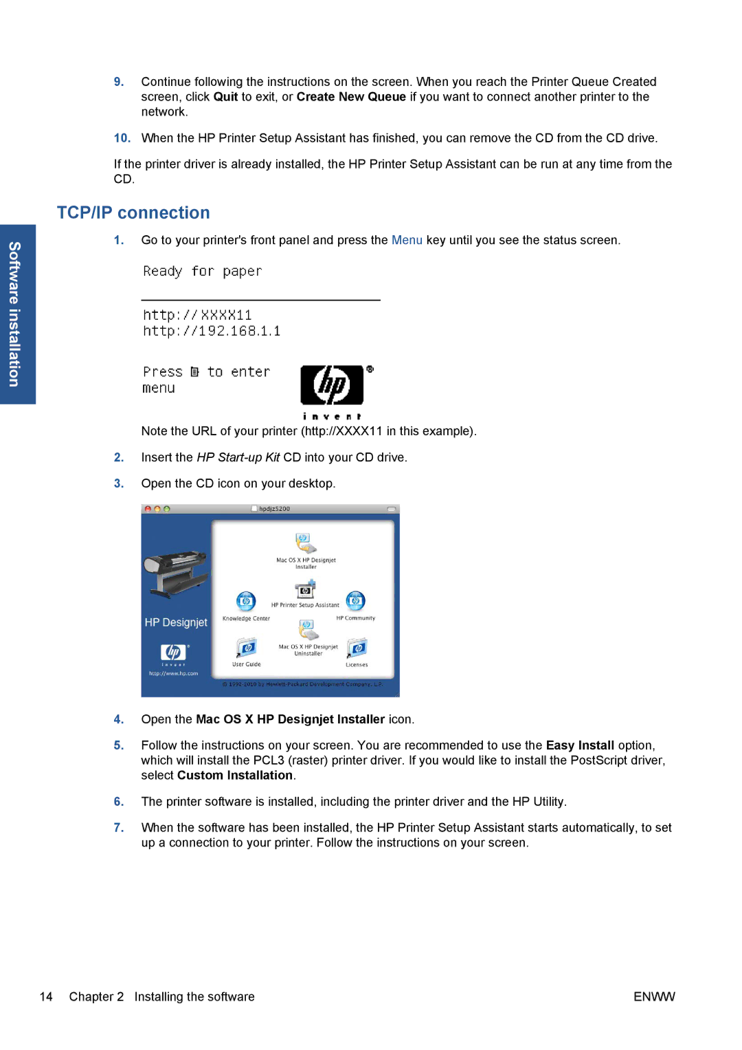 HP Z5200 CQ113A#B1K manual TCP/IP connection 