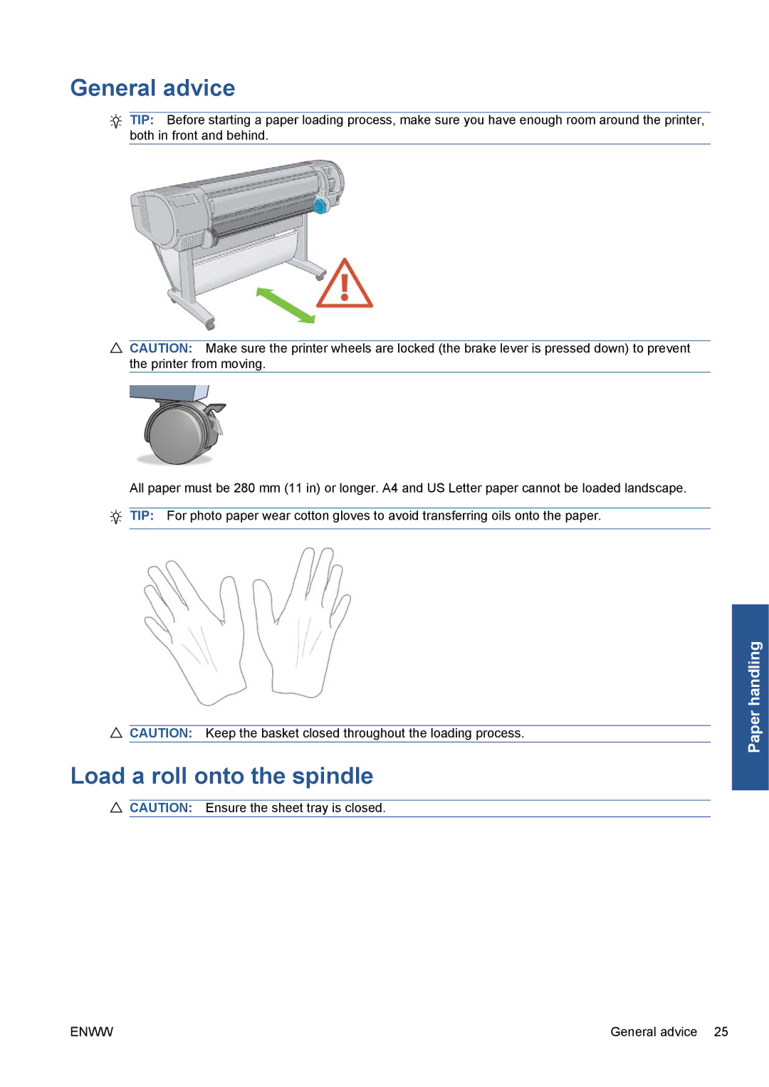 HP Z5200 CQ113A#B1K manual General advice, Load a roll onto the spindle 