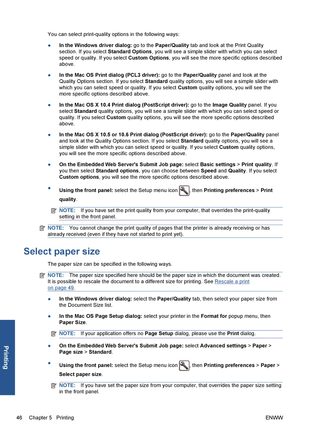 HP Z5200 CQ113A#B1K manual Select paper size 