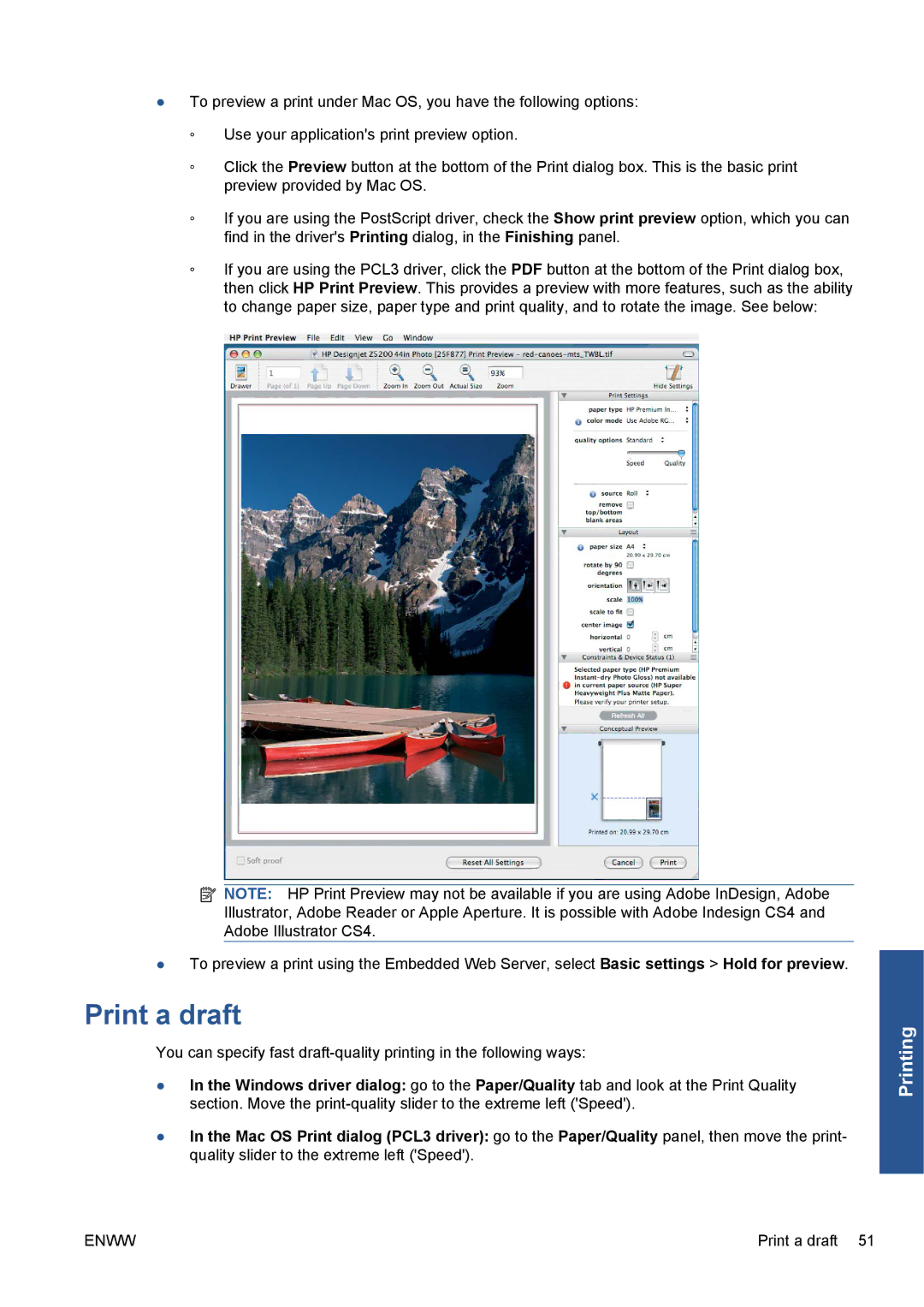 HP Z5200 CQ113A#B1K manual Print a draft 