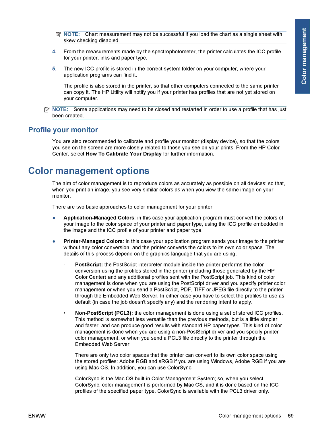 HP Z5200 CQ113A#B1K manual Color management options, Profile your monitor 