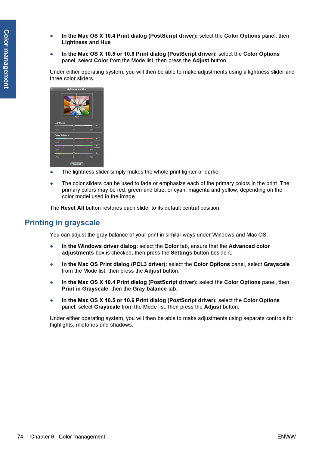 HP Z5200 CQ113A#B1K manual Printing in grayscale 