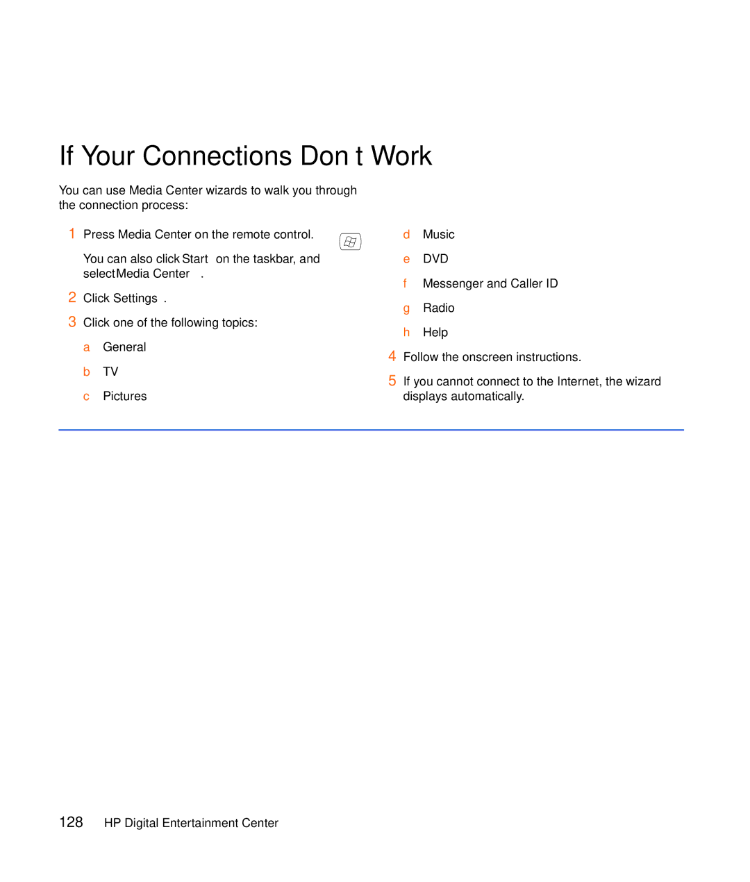 HP z540, z557, z555, z552, z545 manual If Your Connections Don’t Work, Click Settings 