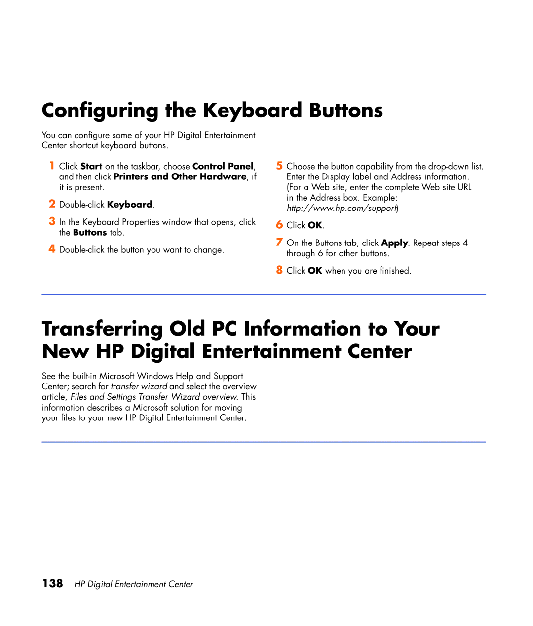 HP z540, z557, z555, z552, z545 manual Configuring the Keyboard Buttons 