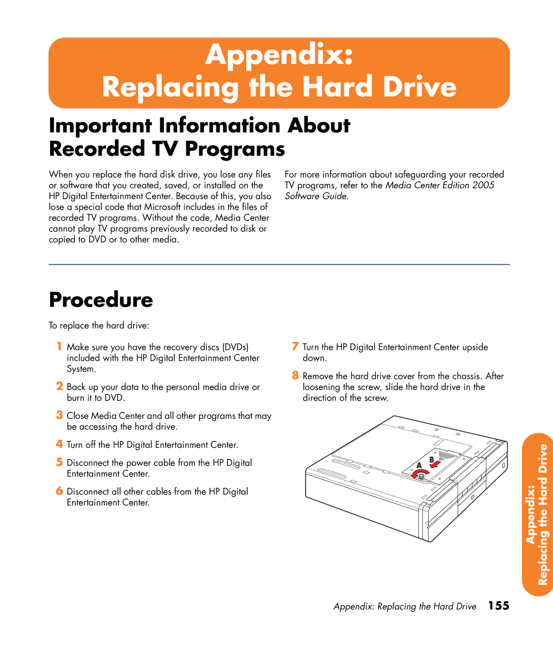 HP z555, z557, z552, z545, z540 manual Important Information About Recorded TV Programs, Procedure 