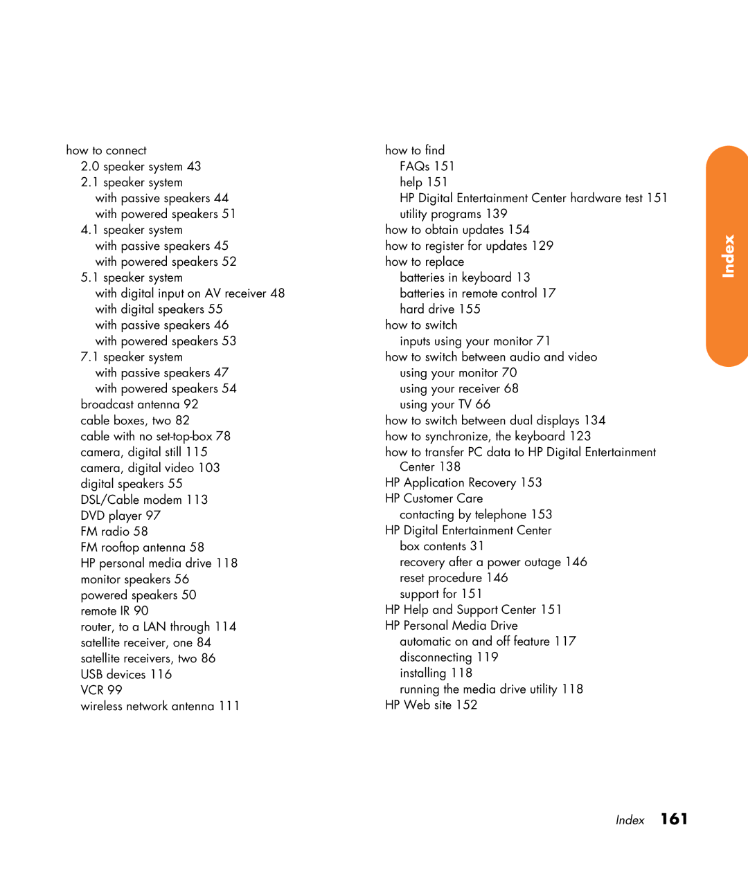 HP z552, z557, z555, z545, z540 manual Index 