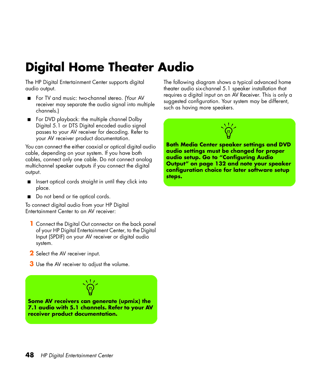 HP z540, z557, z555, z552, z545 manual Digital Home Theater Audio 