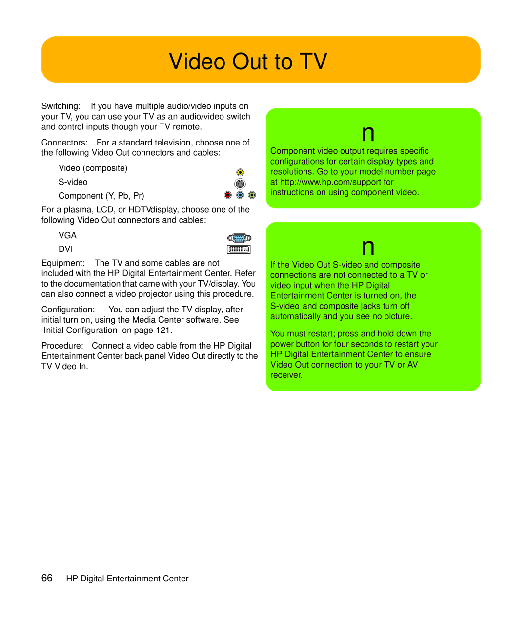 HP z552, z557, z555, z545, z540 manual Video Out to TV 