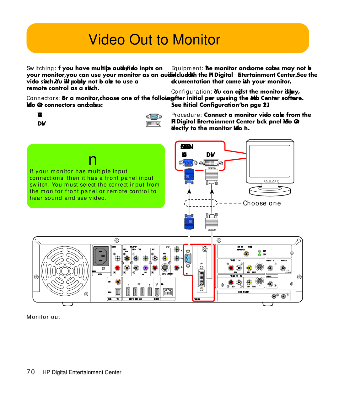 HP z555, z557, z552, z545, z540 manual Video Out to Monitor, Monitor out 