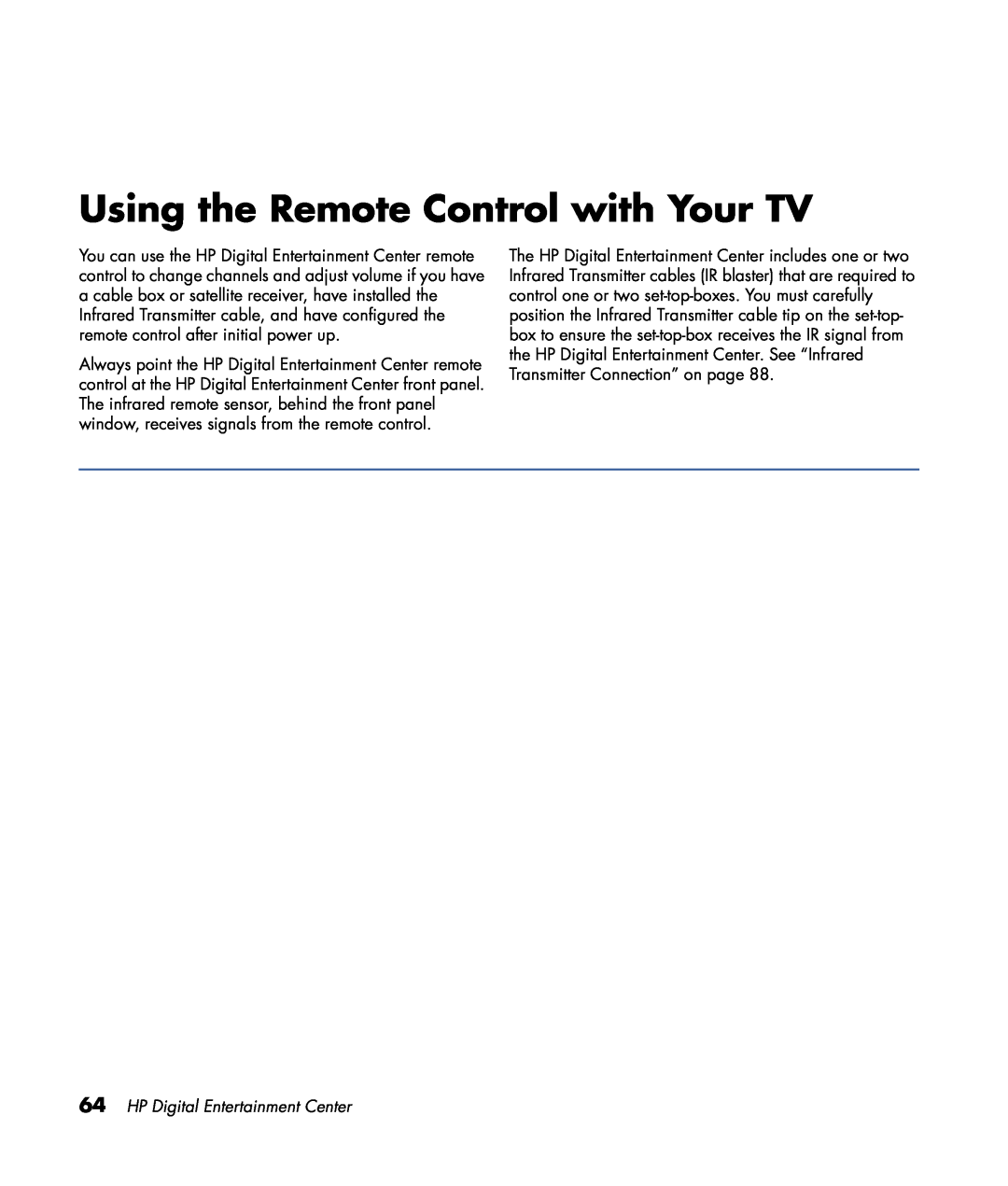 HP z557, z555, z552, z545, z540 manual Using the Remote Control with Your TV, HP Digital Entertainment Center 