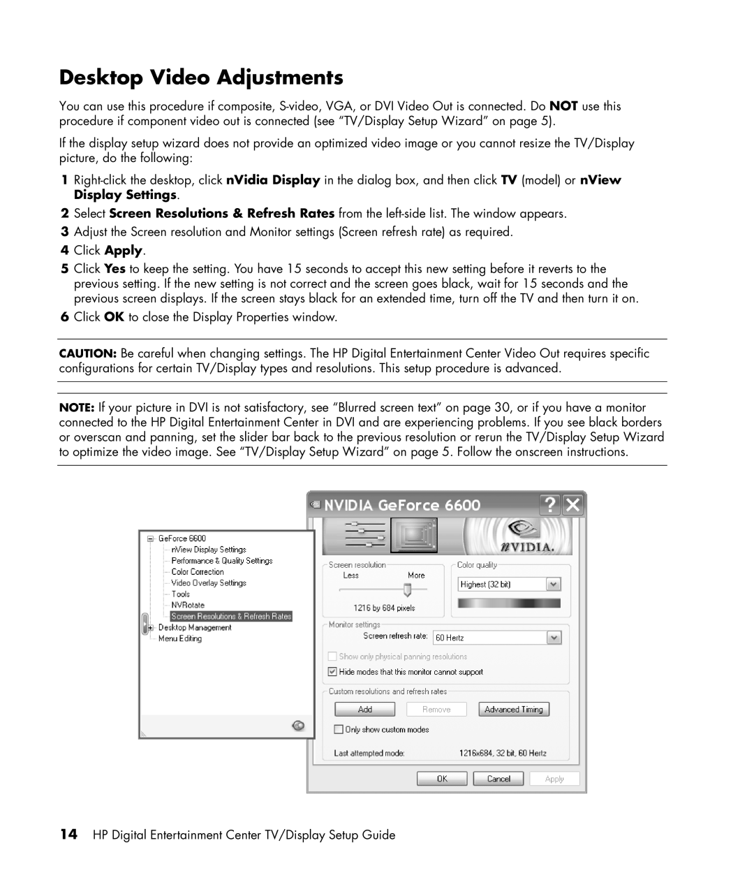 HP z558, z556 manual Desktop Video Adjustments 