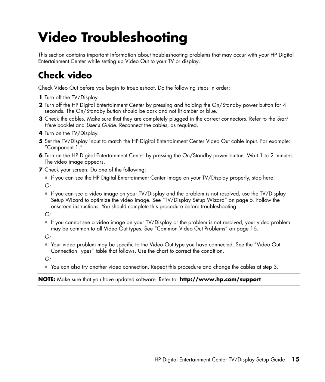 HP z556, z558 manual Video Troubleshooting, Check video 