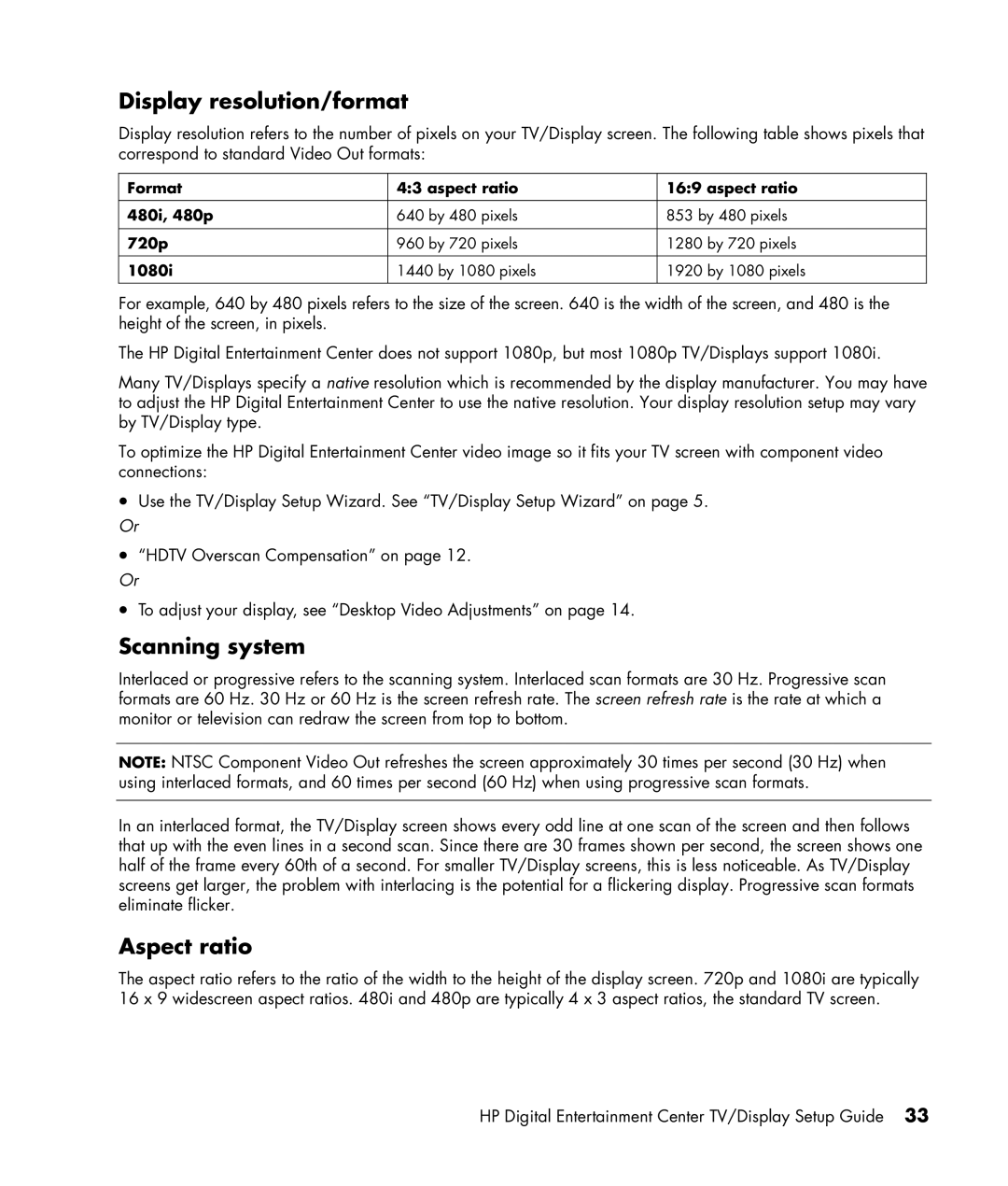 HP z556, z558 manual Display resolution/format, Scanning system, Aspect ratio 